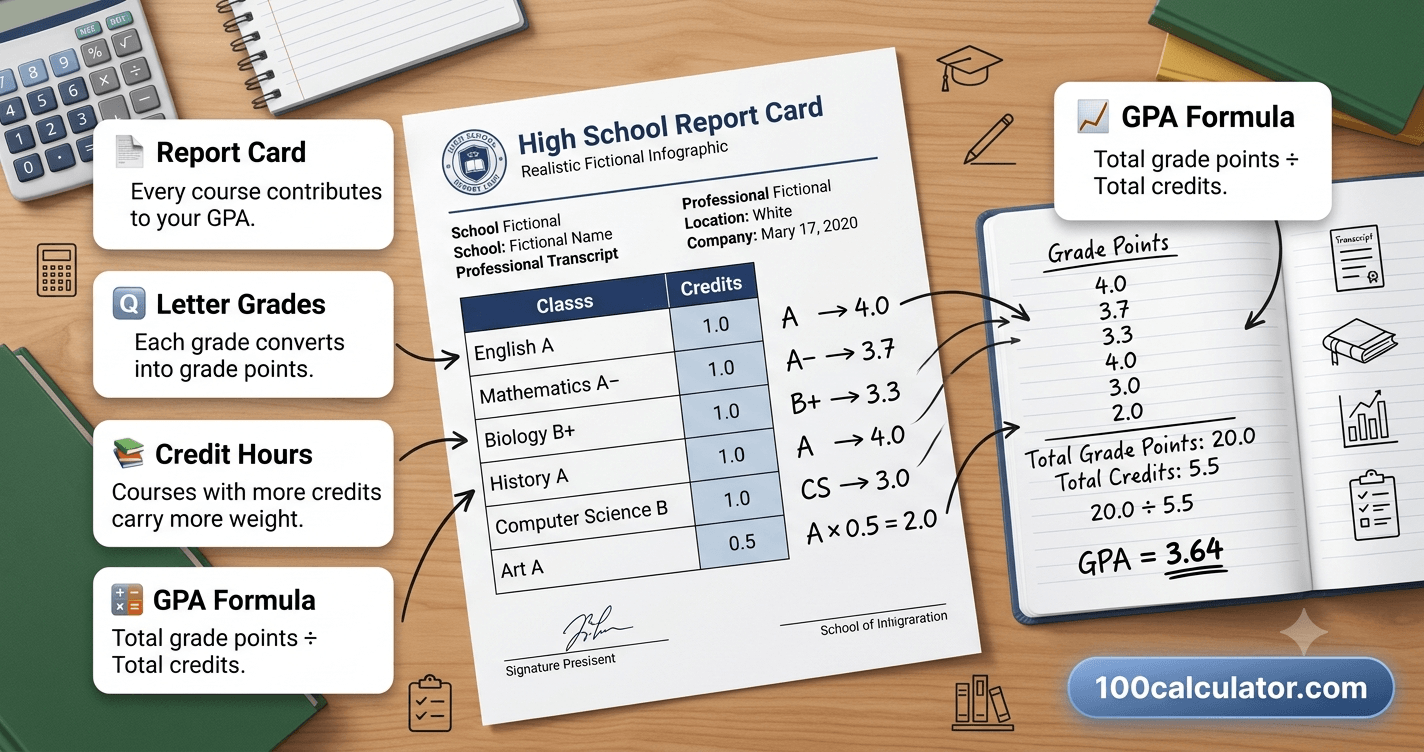 Side-by-side comparison of a weighted GPA transcript and an unweighted GPA transcript for the same set of classes