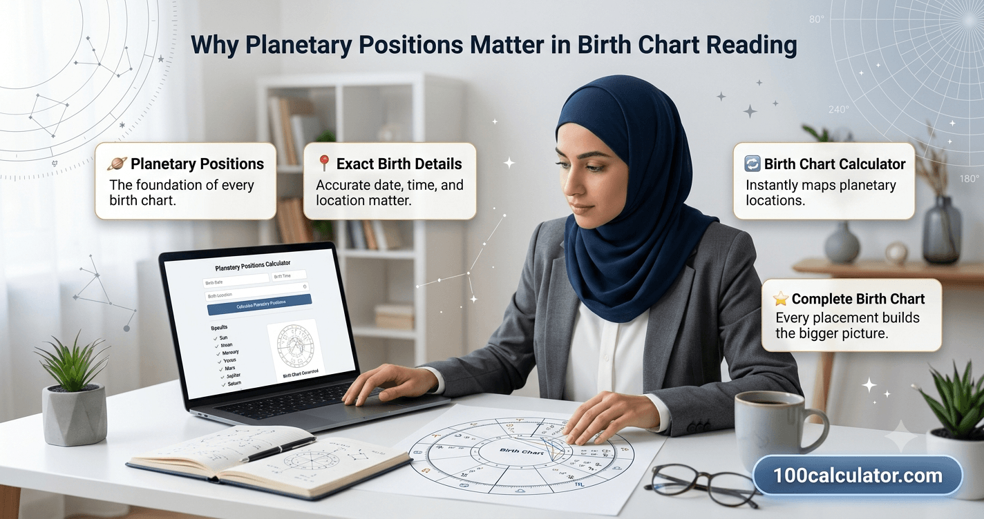 Why Planetary Positions Matter in Birth Chart Reading - 100 Calculator