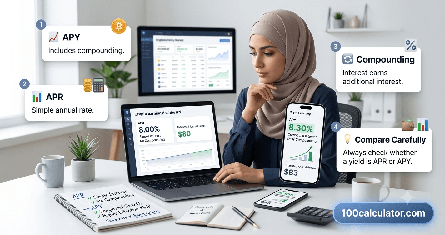 APY vs APR in Crypto: What Is the Real Difference? - 100 Calculator