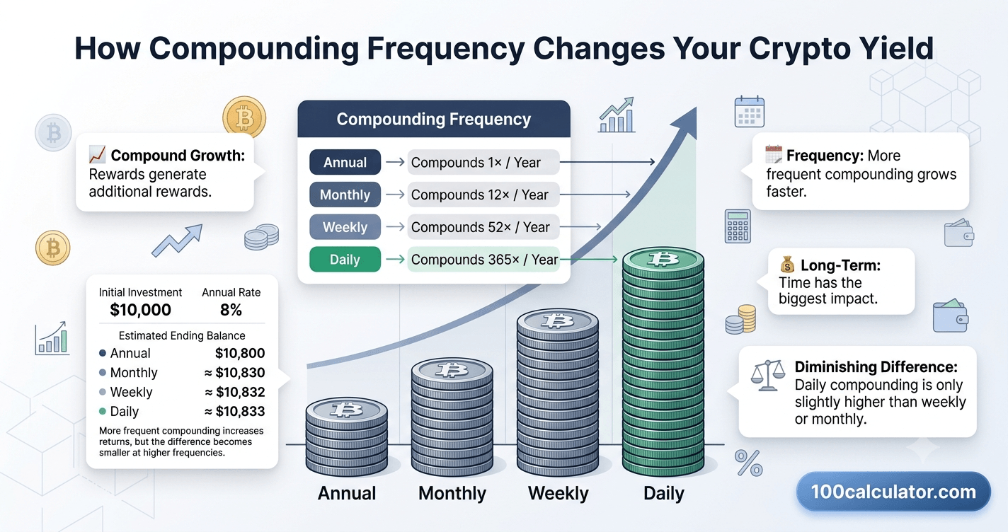 How Compounding Frequency Changes Your Crypto Yield - 100 Calculator