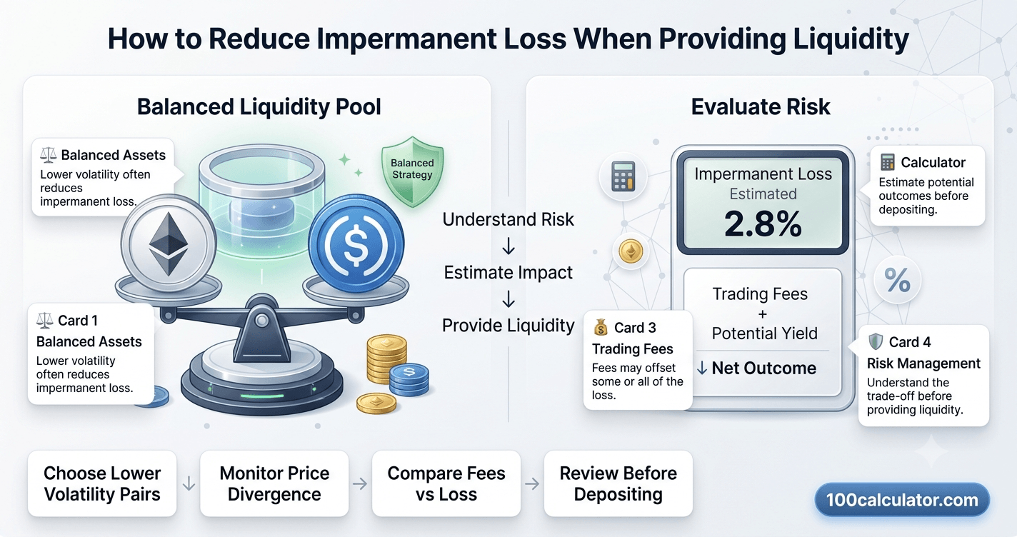 How to Reduce Impermanent Loss When Providing Liquidity - 100 Calculator