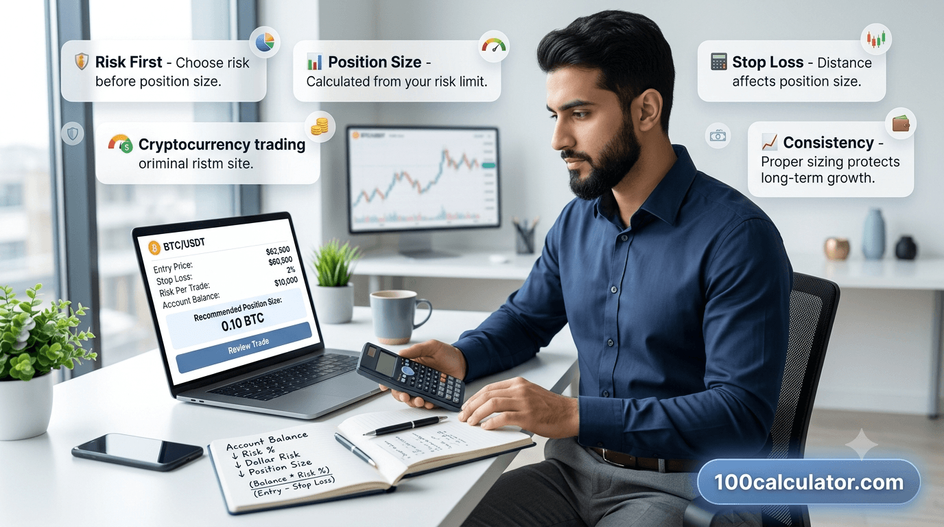 How to Size Crypto Positions Based on Risk Tolerance - 100 Calculator