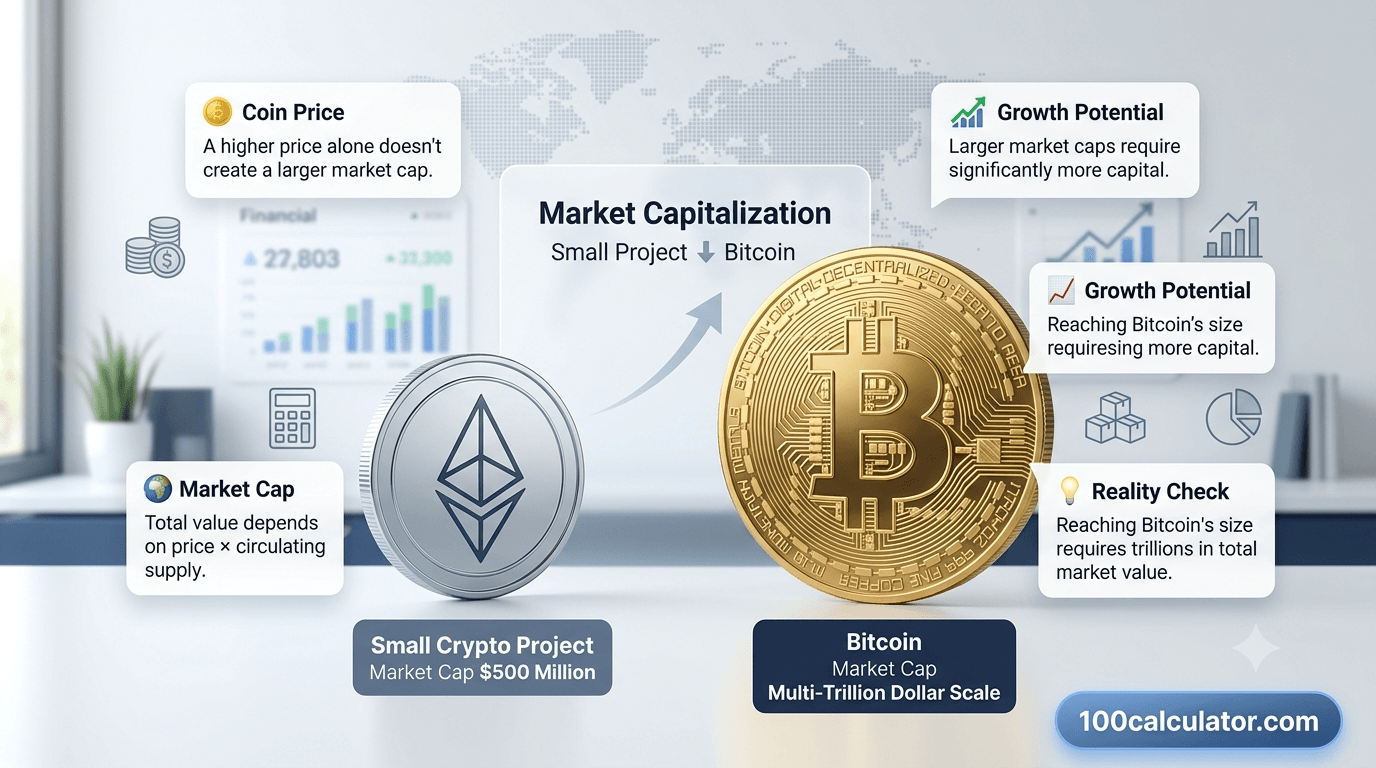 What If Your Coin Reached Bitcoin's Market Cap? - 100 Calculator