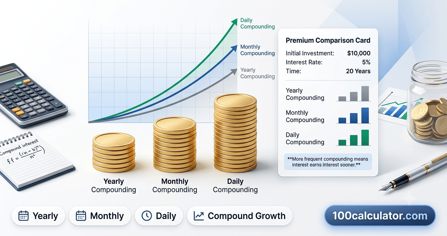 How Daily Compounding Differs from Monthly or Yearly - 100 Calculator