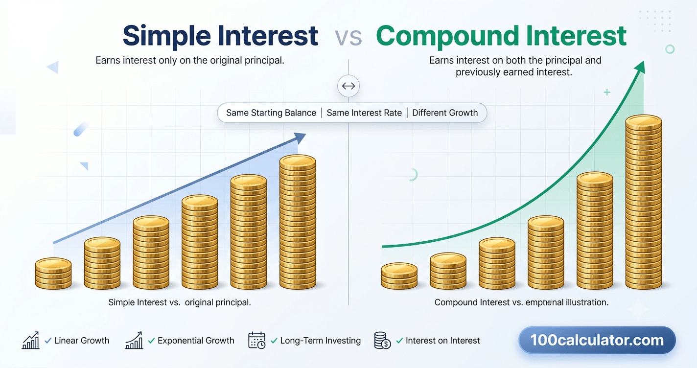 Simple Interest vs Compound Interest: Key Differences - 100 Calculator