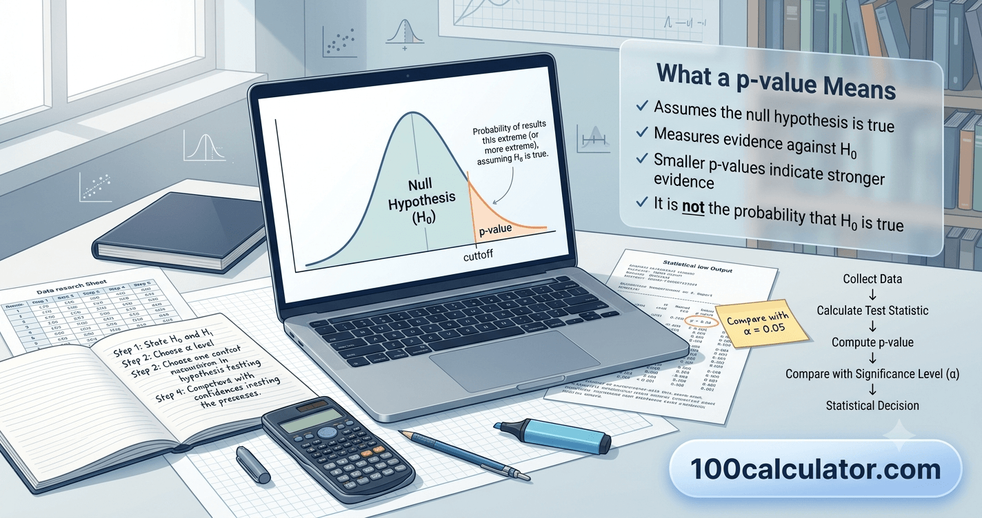 Bell curve chart illustrating what a p value measures in statistical significance testing