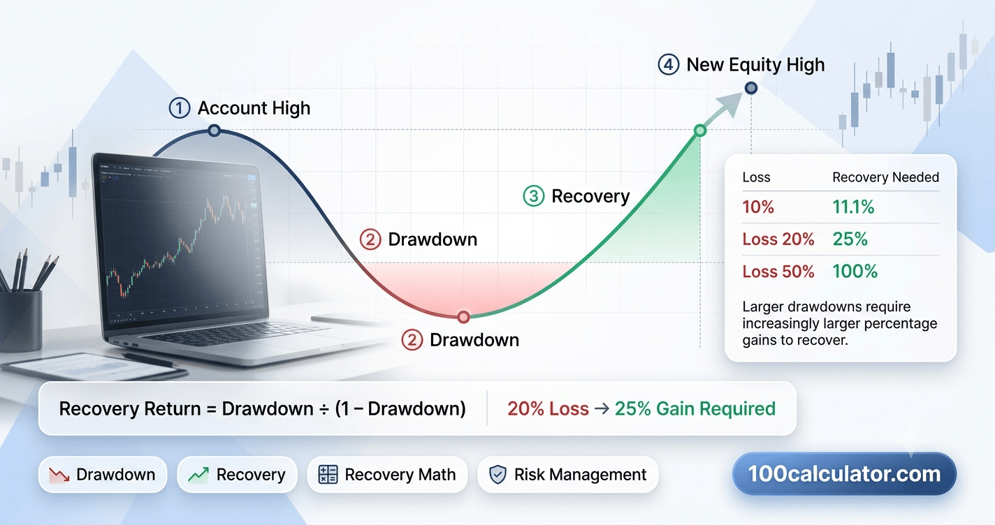 How Much Return You Need to Recover from a Drawdown - 100 Calculator